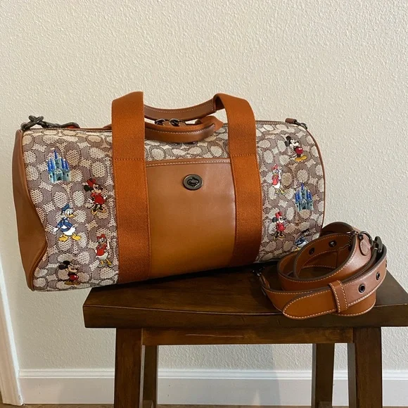 Disney X Coach Duffle In Signature Textile Jacquard With Mickey Mouse And Friend - Picture 4 of 7